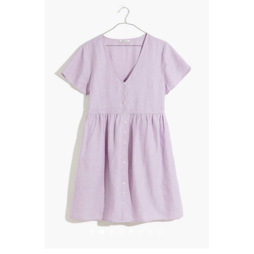 Madewell Purple Smocked Sundress Short Flutter Sleeves